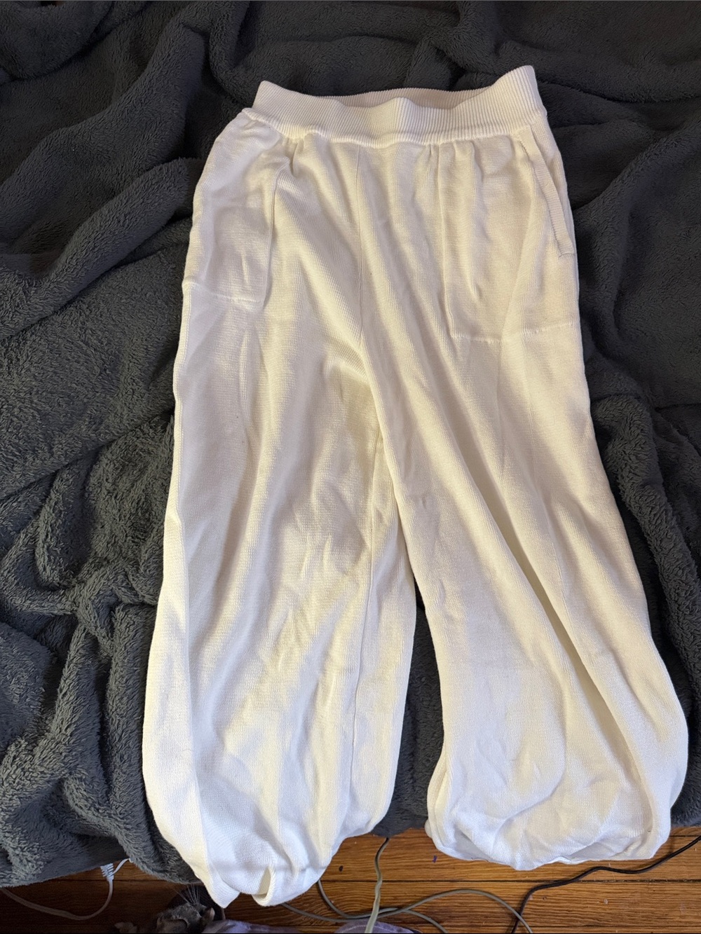 SHEIN White Wide Leg Knit Pants